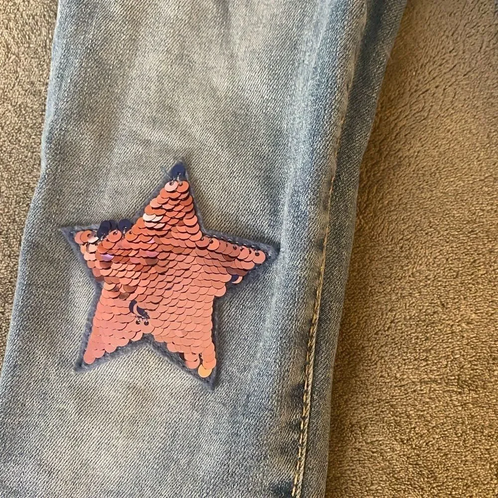 GAP super Skinny Ankle Jeans/Jeggings Sequin Stars size 7 girls *slim*